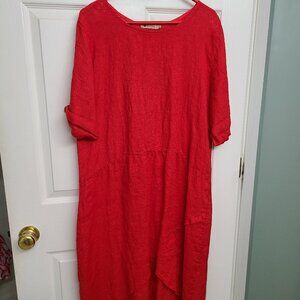 Red Linen Look at me dress. M KLASICS Made in Italy